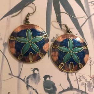 Sand Dollar Cloisonné Earrings